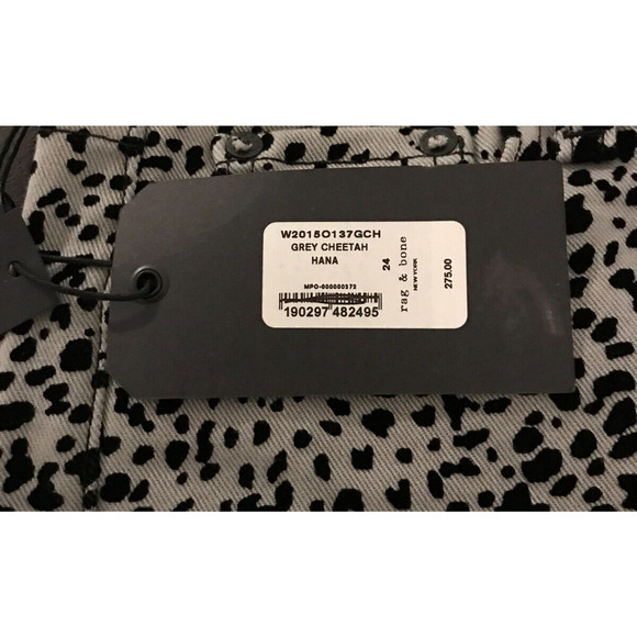 Rag & Bone Hana High-Rise Slim Fit Cropped Boot Gray Cheetah Jeans - 24 - NWT - Picture 8 of 16